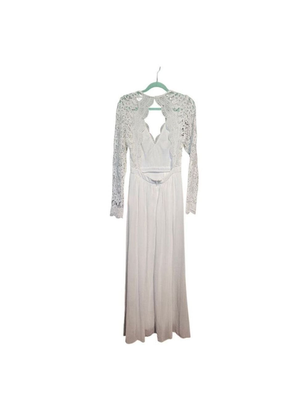 Lulus White Lace Long Sleeve Maxi Wedding Dress Size S - Picture 12 of 16